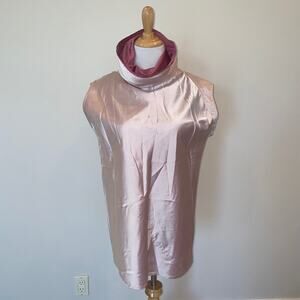 Shamask Dark/ Light Pink Silk  Cowl Neck Sleeveless Blouse Size 1 Medium